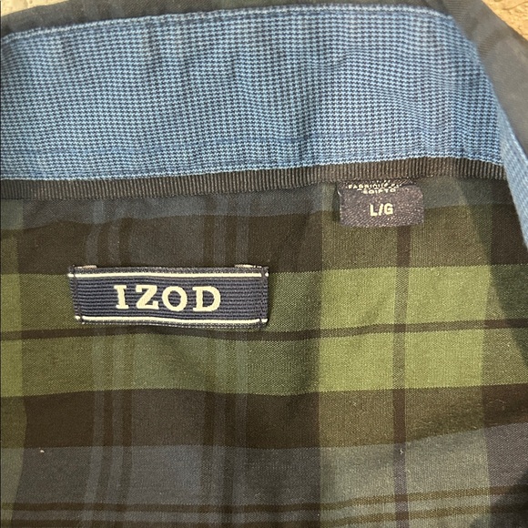 Izod Men's Blue and Green Plaid Shirt - Picture 2 of 4